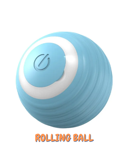 Blue rolling ball with a white band and 'Rolling Ball' text on a white background