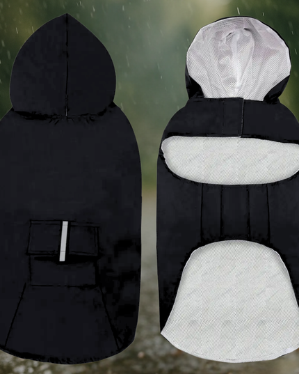Black and white baby seat cover with hood and pocket on a blurred green background