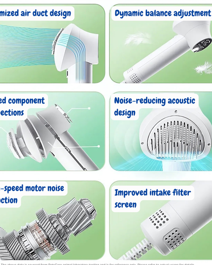 Illustrations of air duct design features with text labels on a green background
