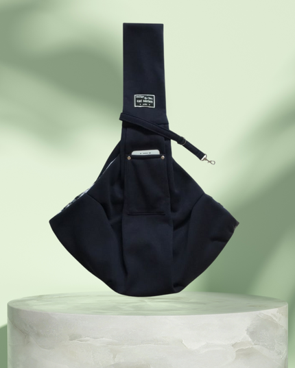 Navy blue bag on a light green background