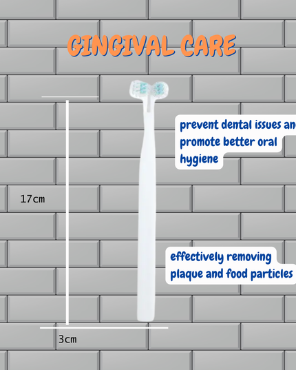 Electric toothbrush with text on a brick wall background