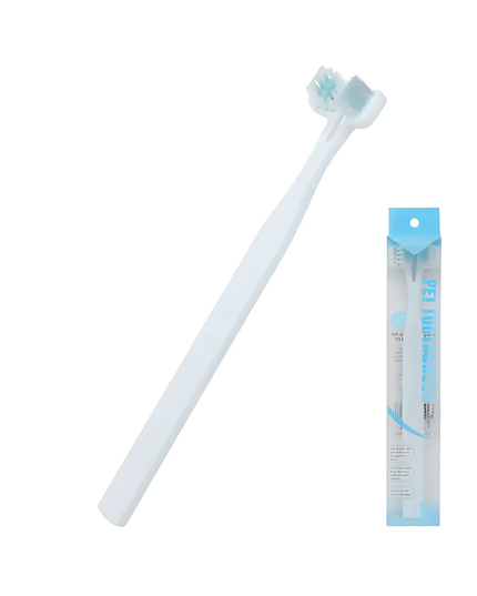 White toothbrush with packaging on a white background