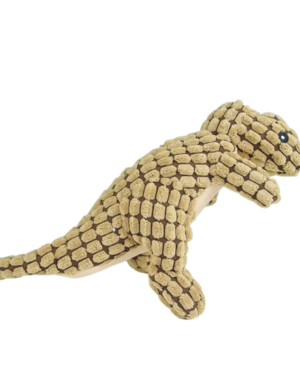 Dog toy shaped like a dinosaur on a white background