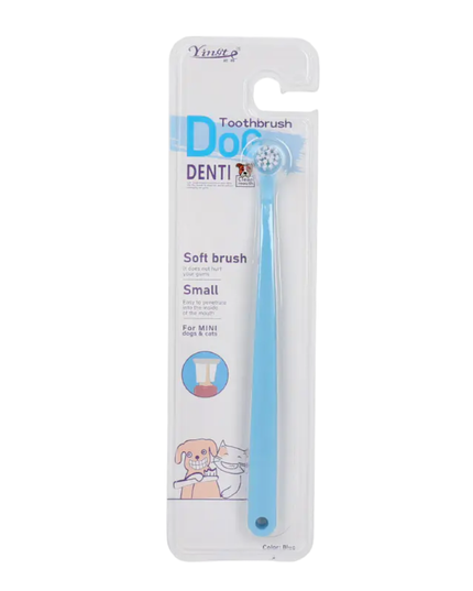 Dog toothbrush with packaging on a white background
