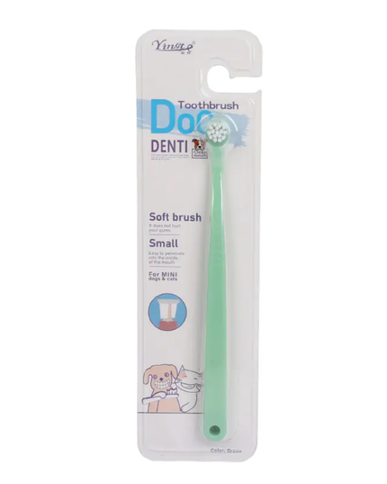 Dog toothbrush with packaging on a white background