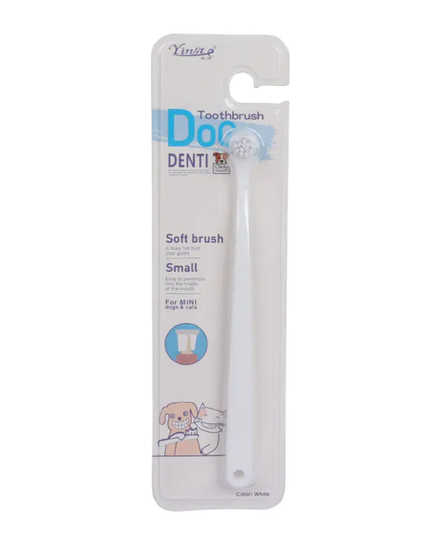 Dog toothbrush with packaging on a white background
