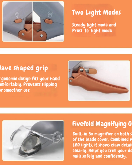 Product features with text on an orange background