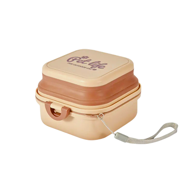 Wooden pet carrier with 'Pet Life' branding on a white background