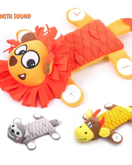 Set of colorful animal-themed toys with sound feature on a white background