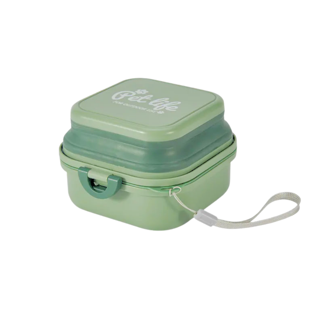 Green tin box with a handle and 'The Get Life' text on a white background