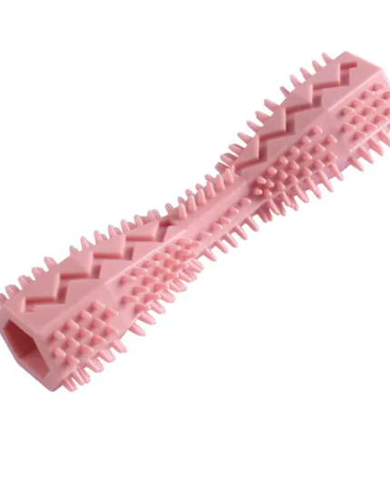 Pink textured dog toy on a white background