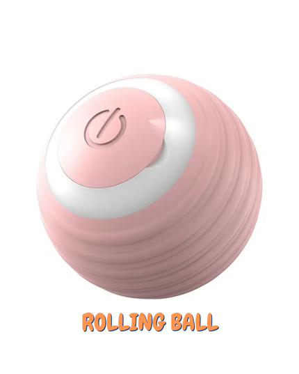 Pink rolling ball with a white base on a white background