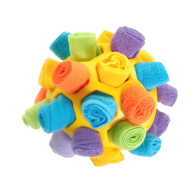 Colorful textured ball toy on a white background