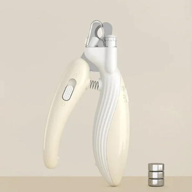 White electronic device with a small round component on a beige background