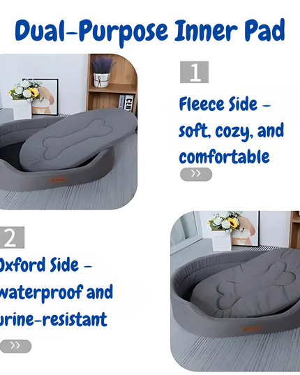 Dual-purpose inner pad with fleece and Oxford sides on a white background