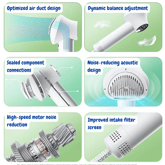 Illustrations of air duct design features with text labels on a green background