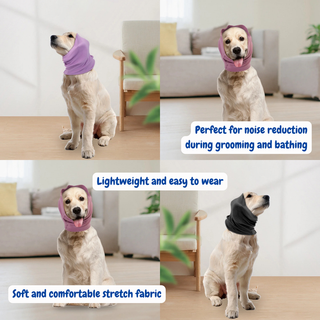 Collage of dogs wearing various types of pet hoodies in a home setting.