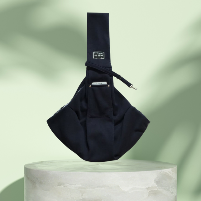 Navy blue bag on a light green background