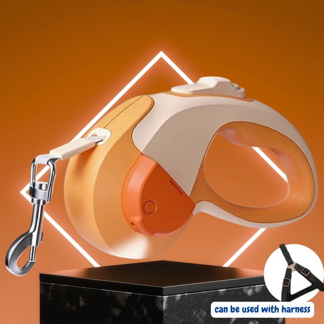 Dog leash with a clip on an orange background