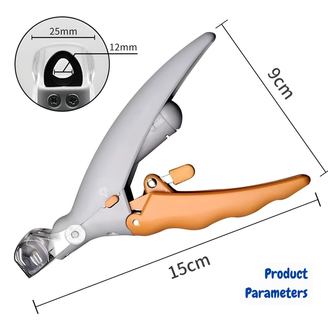 Cutter tool with measurements on a white background