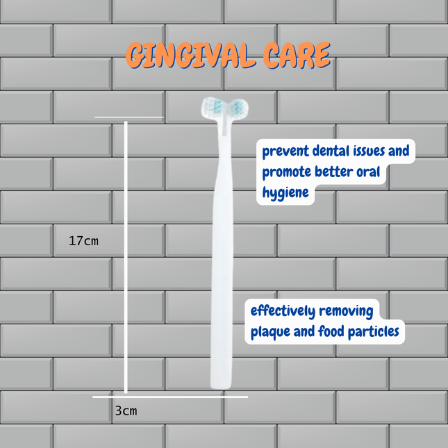 Electric toothbrush with text on a brick wall background