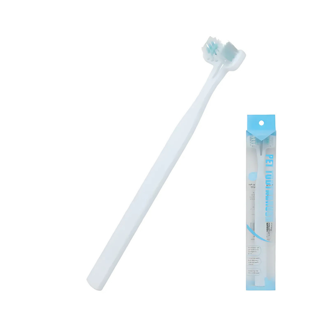 White toothbrush with packaging on a white background