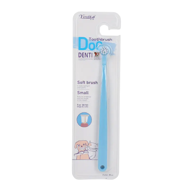Dog toothbrush with packaging on a white background