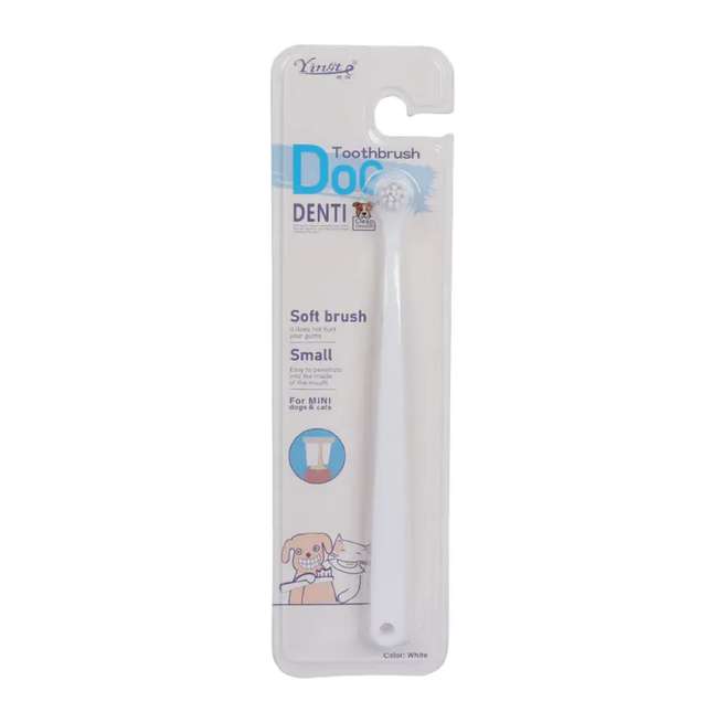 Dog toothbrush with packaging on a white background